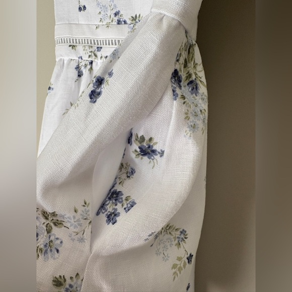 NEW Reformation Everett Mini Dress Truly White Blue Floral Linen | US 4 UK 8 - Picture 16 of 17